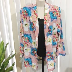 Vintage Spring Floral Blazer 80s 90s Jacket Medium